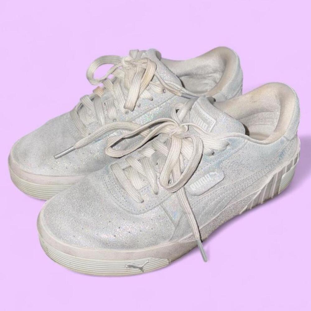 white glitter Pumas